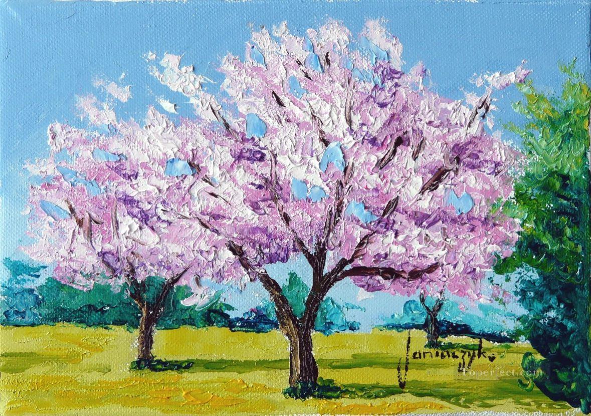 CHERRY BLOSSOMS garden Painting in Oil for Sale